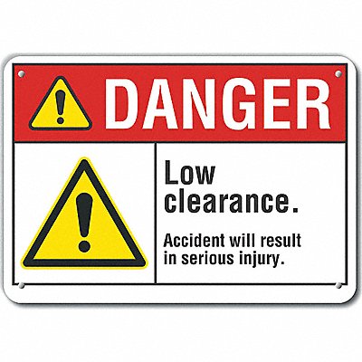 Alum Low Clearance Danger Sign 7x10in