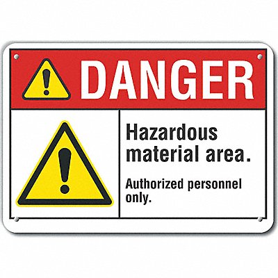 Hzrdous Mtrl Danger Sign 7x10in Plastic