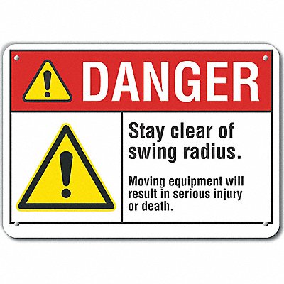 Stay Clear Danger Sign 10inx14in Alum