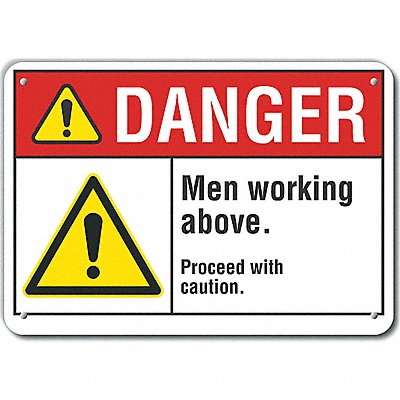 Men Working Danger Sign 7x10in Plastic