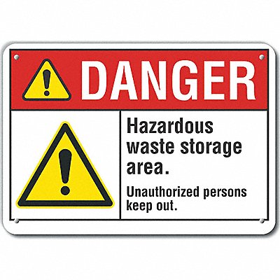Rflctv Hzrdous Waste Danger Sign 10x14in