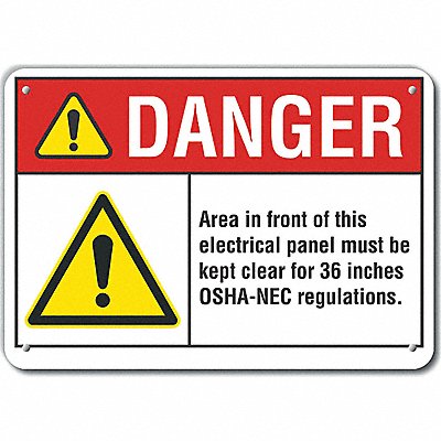 Rflct Elec Panel Danger Sign 7x10in Alum