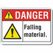 Falling Mtrl Danger Sign 10x14in Plastic