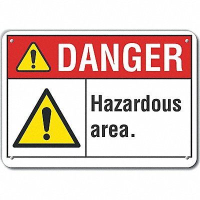 Rflct Hzrd Area Danger Sign 10x14in Alum
