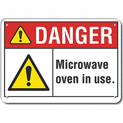 Alum Microwave Danger Sign 7x10in Alum