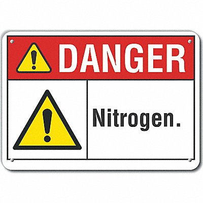 Nitrogen Danger Sign 10inx14in Aluminum