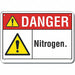 Nitrogen Danger Sign 10x14in Plastic