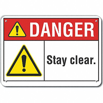 Alum Stay Clear Danger Sign 7x10in Alum