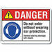 Alum Ear Danger Sign 10x14in Alum