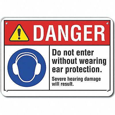 Plastic Ear Danger Sign 10x14in Plastic