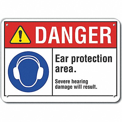 Hearing Danger Sign 10inx14in Aluminum
