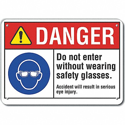 Plastic Eye Danger Sign 10x14in Plastic