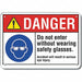 Reflective Eye Danger Sign 10x14in Alum