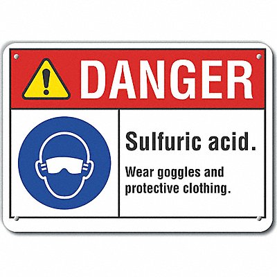 Rflct Sulfuric Acid Danger Sign 10x14in
