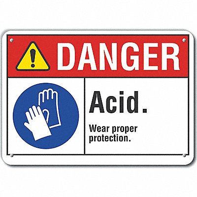 Rflct Acid Danger Sign 7x10in Aluminum
