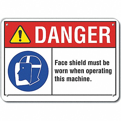 Rflctv Face Mask Dangr Sign 10x14in Alum