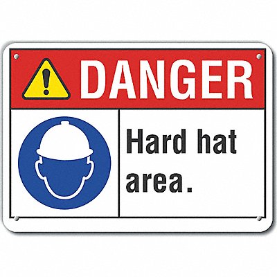 Hard Hat Danger Sign 10inx14in Plastic