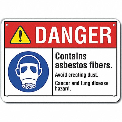 Asbestos Danger Sign 10x14in Plastic