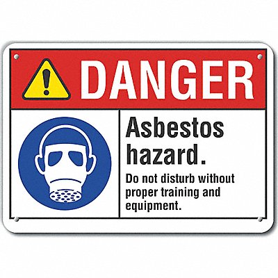 Asbestos Danger Sign 10inx14in Plastic