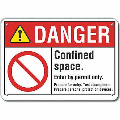 Rflct Confined Space Danger Sign 7x10in