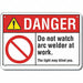 Welding Danger Sign 10x14in Plastic