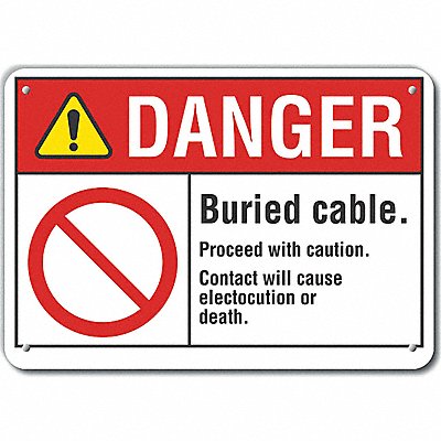 Alum Buried Cable Danger Sign 7x10in