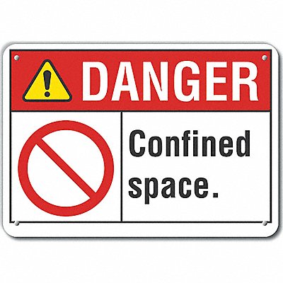 Confined Space Danger Sign 7x10in Plastc