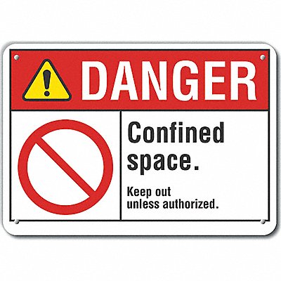 Alum Confined Space Danger Sign 7x10in