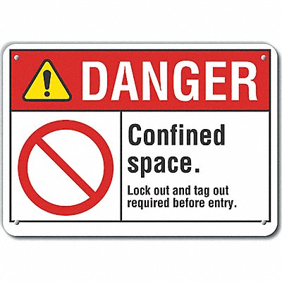 Confined Space Danger Sign 10x14in