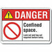 Confined Space Danger Sign 7x10in Plastc