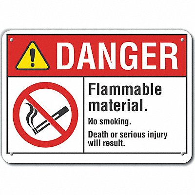 Alum Flammable Mtrl Danger Sign 7x10in