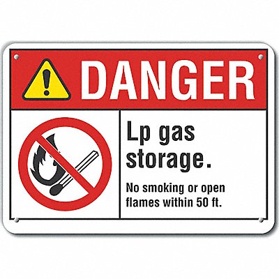 Rflct No Smoking Dangr Sign 10x14in Alum