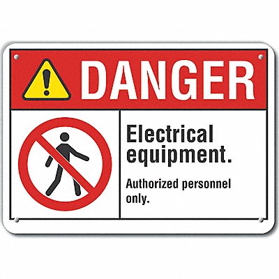 Alum Elect Equipment Danger Sign 10x14in