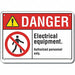 Alum Elect Equipment Danger Sign 10x14in