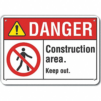 Alum Construct Area Danger Sign 10x14in