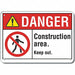 Alum Construct Area Danger Sign 10x14in