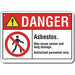 Asbestos Danger Sign 7x10in Plastic