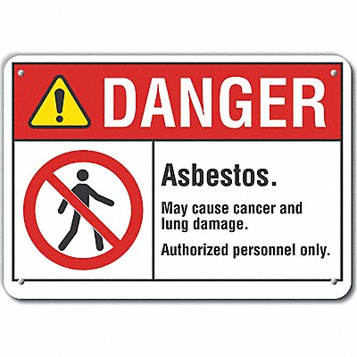 Asbestos Danger Sign 10x14in Plastic