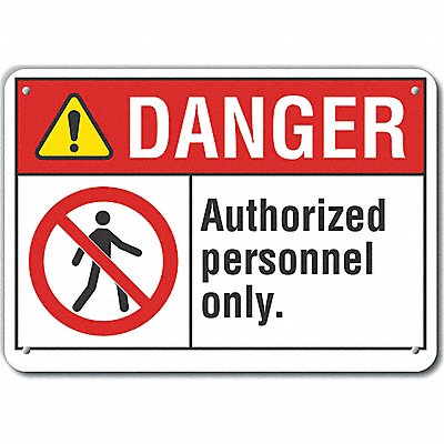 Auth Person Danger Sign 7x10in Plastic