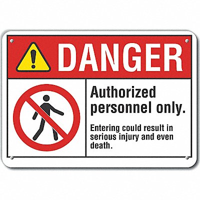 Auth Person Danger Sign 10x14in Plastic