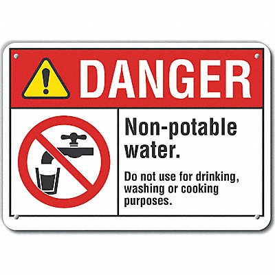 Rflctv Potable Water Danger Sign 10x14in