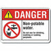 Potable Water Danger Sign 7x10in Plastic