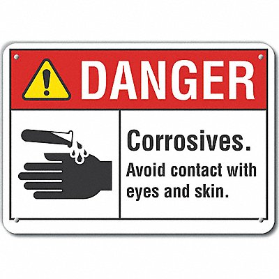 Alum Corrosive Mtrl Danger Sign 10x14in