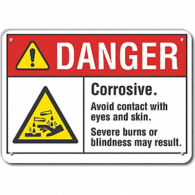 Rflctv Corrosive Mtrl Dangr Sign 10x14in