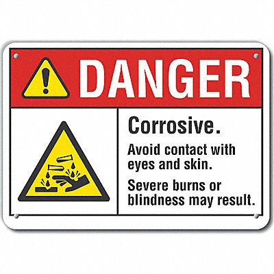 Alum Corrosive Mtrl Danger Sign 10x14in