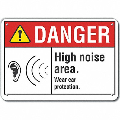 Rflct Hearing Danger Sign 10x14in Alum