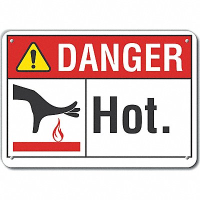 Alum Hot Danger Sign 10x14in Alum