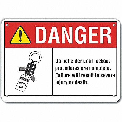 Lockout Tagout Danger Sign 7x10in Plastc