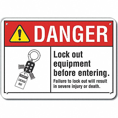 Lockout Tagout Danger Sign 7x10in Plastc