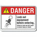 Lockout Tagout Danger Sign 10x14in Plstc